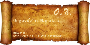 Orgován Nanetta névjegykártya